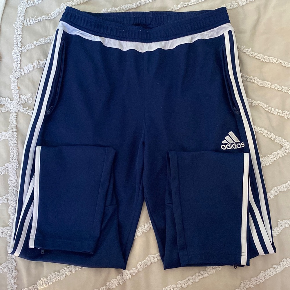 Adidas Tapered Leg Trackpants - Size:L - Col-Blue - Picture 1 of 3
